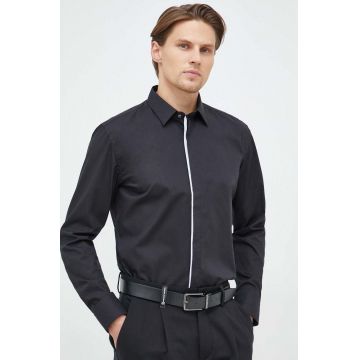 BOSS camasa barbati, culoarea negru, cu guler clasic, slim