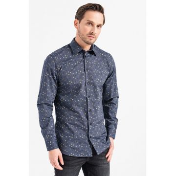 Camasa din amestec de bumbac organic cu model floral Hugo