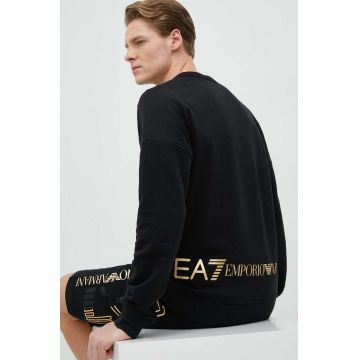 EA7 Emporio Armani bluza barbati, culoarea negru, cu imprimeu