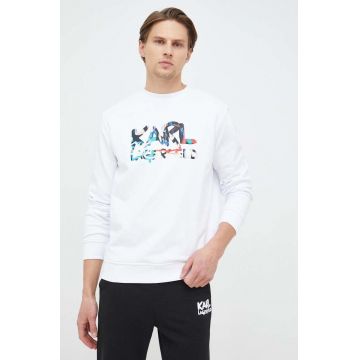 Karl Lagerfeld bluza barbati, culoarea alb, modelator