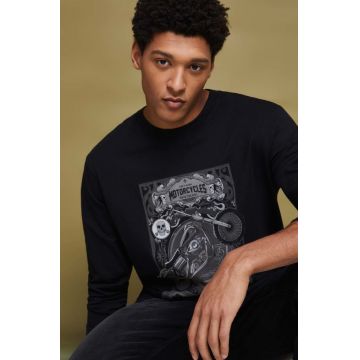 Medicine longsleeve din bumbac culoarea negru, cu imprimeu