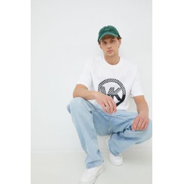 Michael Kors tricou din bumbac culoarea alb, cu imprimeu
