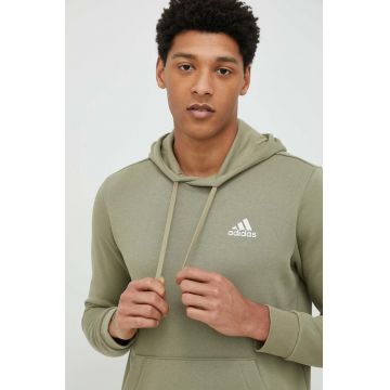 Adidas bluza barbati, culoarea verde, cu glugă, neted