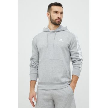 Adidas hanorac de bumbac barbati, culoarea gri, cu glugă, melanj