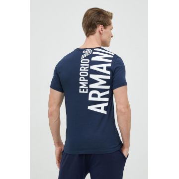 Emporio Armani Underwear tricou din bumbac culoarea albastru marin, neted