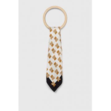 Moschino esarfa de matase culoarea alb, modelator