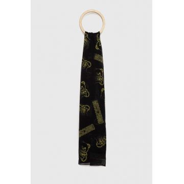 Moschino esarfa din bumbac culoarea negru, modelator
