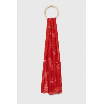 Moschino esarfa din bumbac culoarea rosu, modelator