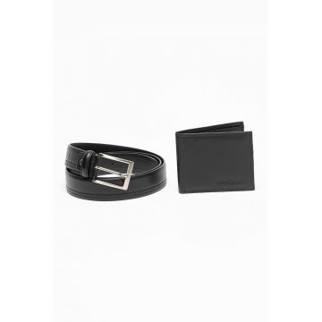 Set de curea de piele si portofel