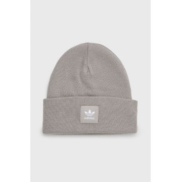 Adidas Originals caciula culoarea gri, din tesatura neteda Adidas Originals caciula culoarea gri, din tesatura neteda