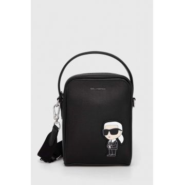 Karl Lagerfeld borseta de piele culoarea negru