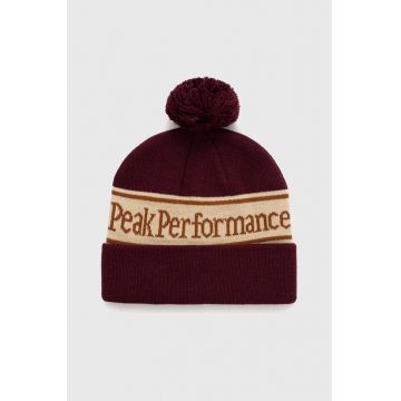 Peak Performance caciula culoarea bordo, din tricot gros