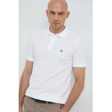 United Colors of Benetton polo de bumbac culoarea alb, neted