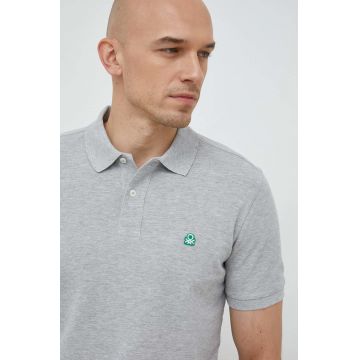 United Colors of Benetton polo de bumbac culoarea gri, neted