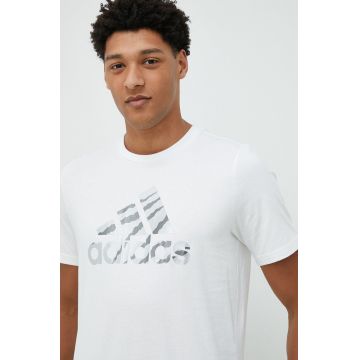 Adidas tricou din bumbac culoarea alb, cu imprimeu