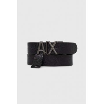 Armani Exchange curea de piele barbati, culoarea negru