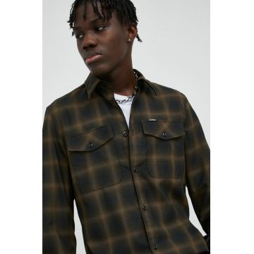 G-Star Raw camasa de lana barbati, culoarea verde, cu guler clasic, slim