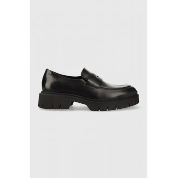 HUGO mocasini de piele Denzel barbati, culoarea negru