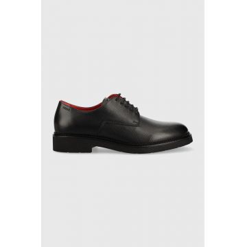 HUGO pantofi de piele Luxity barbati, culoarea negru, 50486285
