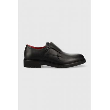 HUGO pantofi de piele Luxity barbati, culoarea negru, 50486286