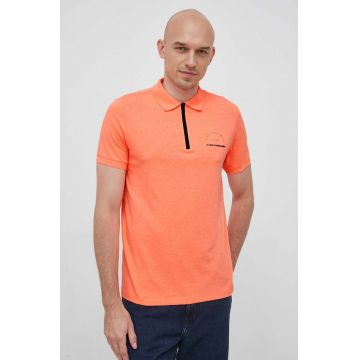 Karl Lagerfeld tricou polo barbati, culoarea portocaliu, cu imprimeu