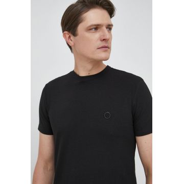 Trussardi tricou barbati, culoarea negru, neted