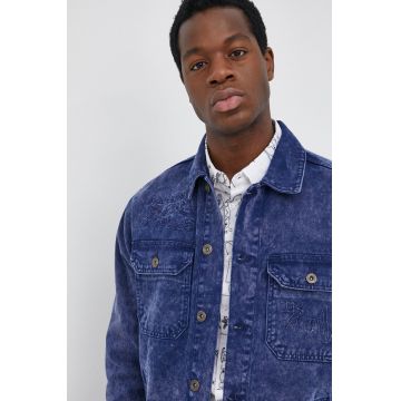 Desigual geacă din denim bărbați, de tranziție, oversized