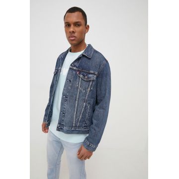 Levi's geacă din denim bărbați, culoarea bleumarin, de tranziție