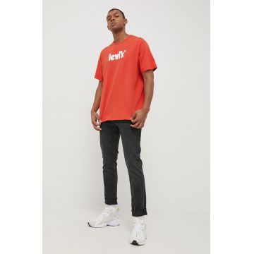 Levi's tricou din bumbac culoarea portocaliu, cu imprimeu