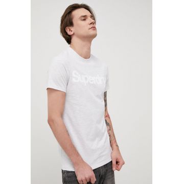 Superdry tricou barbati, culoarea gri, cu imprimeu