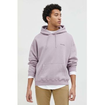 Abercrombie & Fitch bluza barbati, culoarea roz, cu glugă, neted