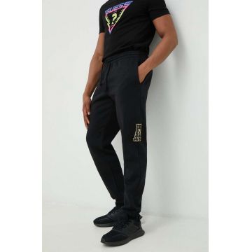 Adidas pantaloni de trening barbati, culoarea negru, cu imprimeu