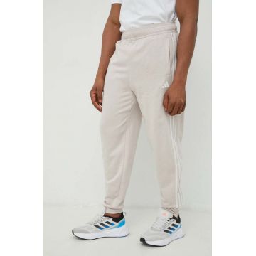 Adidas Performance pantaloni de trening barbati, culoarea bej, cu imprimeu