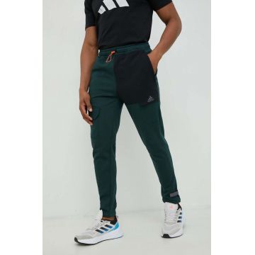 Adidas Performance pantaloni de trening X-City barbati, culoarea verde, cu imprimeu