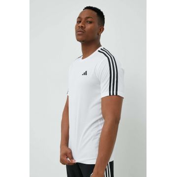 Adidas Performance tricou de antrenament Training Essentials culoarea alb, cu imprimeu