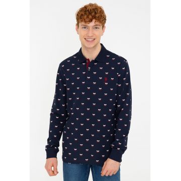Bluza polo cu model geometric