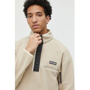 Columbia bluză M Helvetia Half Snap Fleece bărbați, culoarea bej, uni 1889853