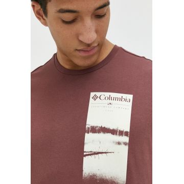 Columbia tricou din bumbac culoarea bordo, modelator