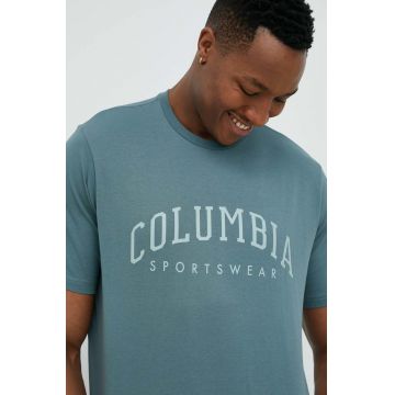 Columbia tricou din bumbac culoarea verde, modelator