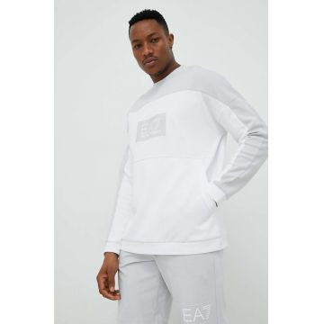 EA7 Emporio Armani bluza barbati, culoarea alb, cu imprimeu