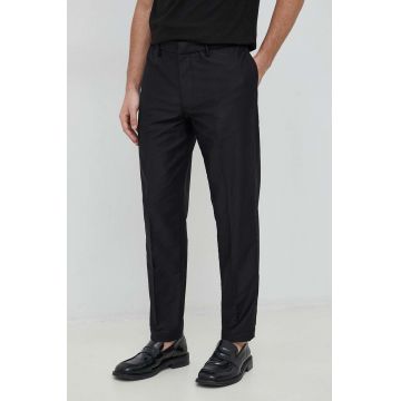 Emporio Armani pantaloni barbati, culoarea negru, drept