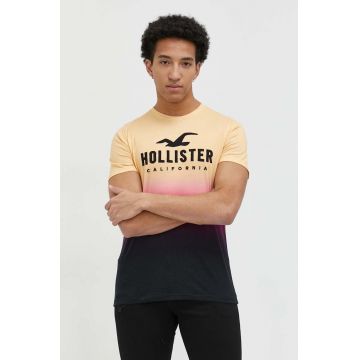 Hollister Co. tricou din bumbac culoarea galben, modelator