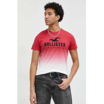 Hollister Co. tricou din bumbac culoarea rosu, modelator