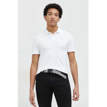 Hollister Co. tricou polo barbati, culoarea alb, neted