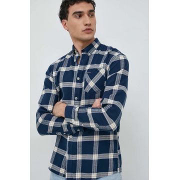Lindbergh camasa din bumbac barbati, culoarea albastru marin, cu guler button-down, regular