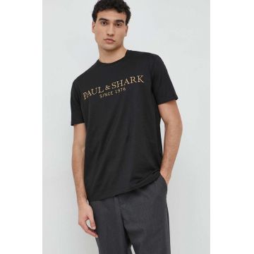 Paul&Shark tricou din bumbac culoarea negru, cu imprimeu