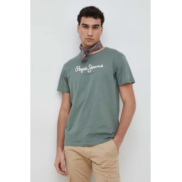 Pepe Jeans tricou din bumbac Eggo culoarea verde, cu imprimeu