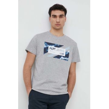 Pepe Jeans tricou Rederick barbati, culoarea gri, cu imprimeu