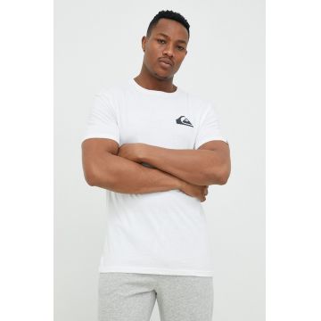 Quiksilver tricou din bumbac culoarea alb, neted