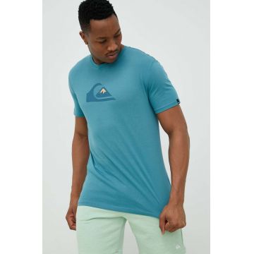 Quiksilver tricou din bumbac culoarea gri, cu imprimeu